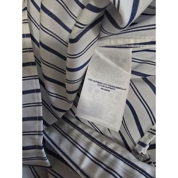Lands End Button-Down Shirt 18W No Iron Supima Striped Blue & White Long Sleeve - Picture 7 of 9